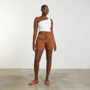 Everlane the way high twill shorts size 10 brown orange